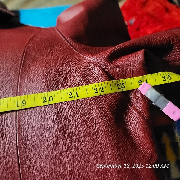 KC Women's Red Leather Coat - Picture 6 of 7